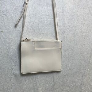 White Crossbody Shoulder Bag - Minimal Leather Style